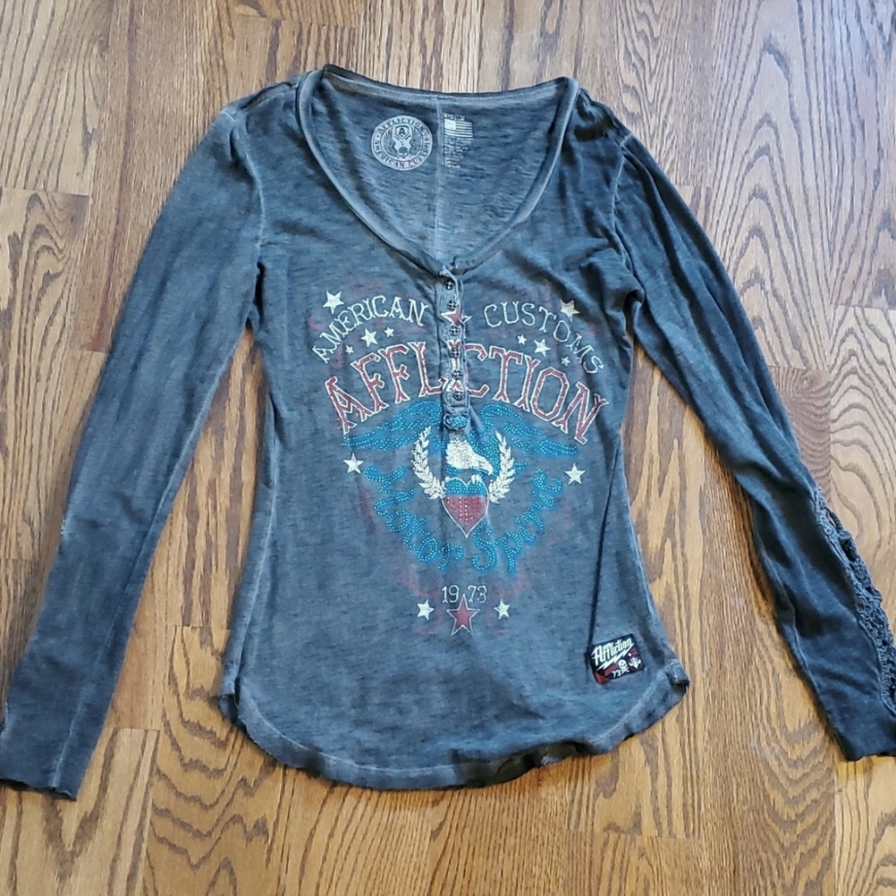 Affliction studded long sleeve